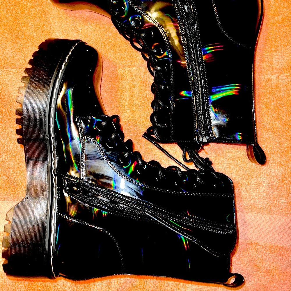 black combat boots